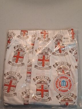 Brown University Crest Men's White Boxer Shorts - Small